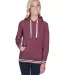 J America 8651 Relay Women's Hooded Pullover Sweat MAROON front view