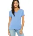 BELLA 6405 Ladies Relaxed V-Neck T-shirt in Blue triblend front view