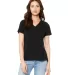 BELLA 6405 Ladies Relaxed V-Neck T-shirt in Solid blk trblnd front view