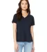 BELLA 6405 Ladies Relaxed V-Neck T-shirt in Solid nvy trblnd front view