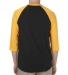 Alstyle 1334 Classic 3/4 Raglan Sleeve Tee in Black/ gold back view