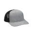 Adams Hats PV102 Heather Woven/Soft Mesh Trucker C in Charcoal/ black front view