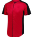 Augusta Sportswear 1655 Adult Full-Button Baseball in Red/ black side view