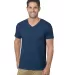 Bayside Apparel 5025 Unisex 4.2 oz., Fine Jersey V in Heather navy front view