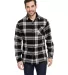 Burnside Clothing 8212 Woven Plaid Flannel With Bi in Black/ ecru front view