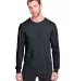 Fruit of the Loom IC47LSR Adult ICONIC™ Long Sle BLACK INK HEATHR front view