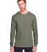 Fruit of the Loom IC47LSR Adult ICONIC™ Long Sle MILITARY GRN HTH front view