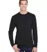Hanes W120 Adult Workwear Long-Sleeve Pocket T-Shi in Black front view