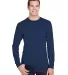 Hanes W120 Adult Workwear Long-Sleeve Pocket T-Shi in Navy front view