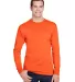 Hanes W120 Adult Workwear Long-Sleeve Pocket T-Shi in Safety orange front view
