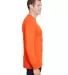 Hanes W120 Adult Workwear Long-Sleeve Pocket T-Shi in Safety orange side view