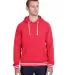 J America 8649 Adult Relay Hooded Sweatshirt RED front view