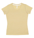 LA T 3591 Ladies' V-Neck Harborside Melange Jersey in Stone melange front view