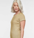 LA T 3591 Ladies' V-Neck Harborside Melange Jersey in Stone melange side view