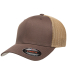 Yupoong-Flex Fit 6511 Adult 6-Panel Trucker Cap in Brown/ khaki front view