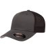 Yupoong-Flex Fit 6511 Adult 6-Panel Trucker Cap in Charcoal/ black front view
