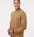 LA T 3906 Adult Statement Fleece Crew Sweatshirt in Coyote brwn/ blk side view