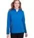 North End NE401W Ladies' Quest Stretch Quarter-Zip OLYM BLU/ CRBN front view