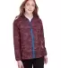 North End NE711W Ladies' Rotate Reflective Jacket BURGNDY/ OLY BLU front view