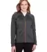 North End NE712W Ladies Flux 2.0 Full-zip Jacket BLK HTH/ OR SODA front view