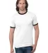 Bayside Apparel 1800 Unisex Ringer T-Shirt in White/ black front view