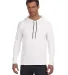 Gildan 987 Adult Lightweight Long-Sleeve Hooded T- in White/ dark grey front view