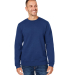 J America 8424JA Unisex Premium Fleece Sweatshirt in True navy front view