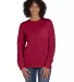 Hanes GDH250 Unisex Garment-Dyed Long-Sleeve T-Shi in Crimson fall front view