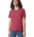 American Apparel 2006CVC Unisex CVC V-Neck T-Shirt in Heather cardinal front view