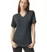 American Apparel 2006CVC Unisex CVC V-Neck T-Shirt in Heather charcoal front view
