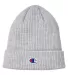Champion Clothing CS4003 Cuff Beanie With Patch in Hthr oxford grey front view
