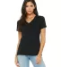 Bella + Canvas 6405 Ladies' Relaxed Jersey V-Neck  in Black front view