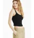 Bella + Canvas 1012 Ladies' Micro Ribbed Scoop Tan in Solid blk blend side view