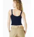 Bella + Canvas 1012 Ladies' Micro Ribbed Scoop Tan in Solid navy blend back view
