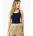 Bella + Canvas 1012 Ladies' Micro Ribbed Scoop Tan in Solid navy blend front view