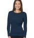 Bayside Apparel 3420 Junior Long-Sleeve Thermal Sh in Navy front view