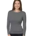 Bayside Apparel 3420 Junior Long-Sleeve Thermal Sh in Charcoal front view