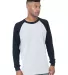 Bayside Apparel 8211 Men's Heavyweight Waffle Knit in White/ navy front view