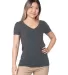 Bayside Apparel 5875 Ladies' Fine Jersey V-Neck T- in Charcoal front view
