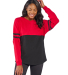 Boxercraft BW3514 Ladies' Oversized Pom Pom Jersey in Red/ black front view