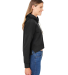 J America 8853 Ladies' Triblend Cropped Hooded Swe in Black solid side view