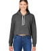 J America 8853 Ladies' Triblend Cropped Hooded Swe in Black triblend front view