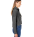 J America 8853 Ladies' Triblend Cropped Hooded Swe in Black triblend side view