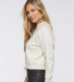 LA T 3528 Ladies' Boxy Cropped Fleece Sweatshirt in Natural heather side view