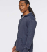 LA T 6936 Adult Vintage Wash Fleece Hooded Sweatsh in Washed navy side view