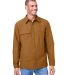 Harriton M72 Unisex Flex Twill Overshirt in Duck brown front view