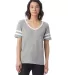 Alternative Apparel 5058BP Ladies' Varisty T-Shirt in Smoke grey/ wht front view