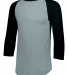 Augusta Sportswear 4420 Three-Quarter Sleeve Baseb in Ath hthr/ black front view