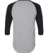 Augusta Sportswear 4420 Three-Quarter Sleeve Baseb ATH HTHR/ BLACK back view