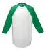 Augusta Sportswear 4420 Three-Quarter Sleeve Baseb WHITE/ KELLY front view